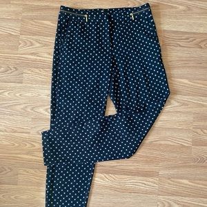 🍋 H&M Black Printed Pants with Gold Zipper Detail